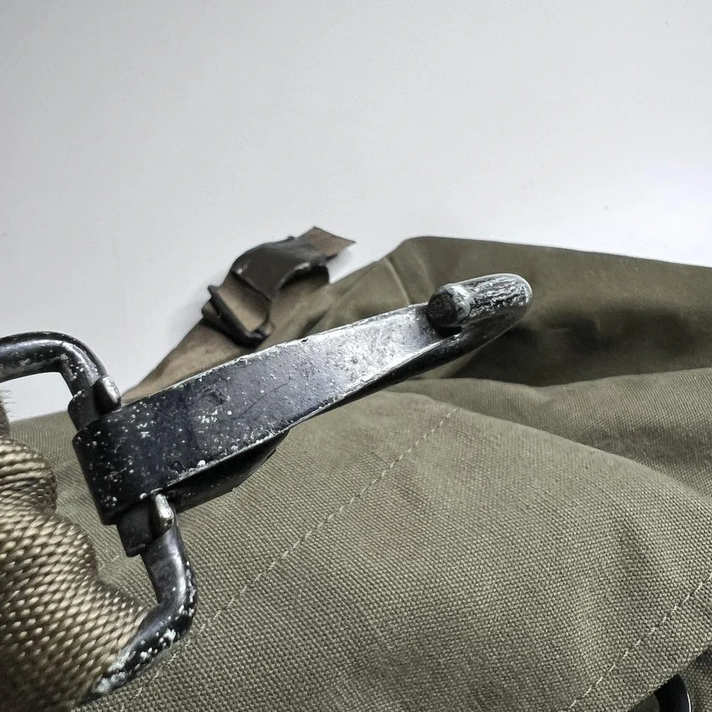 Vintage US Military Canvas Duffel Bag Olive Drab Backpack Sea Bag Sgt Jackson